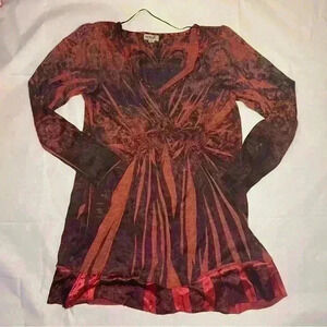 Red Graphic Blouse